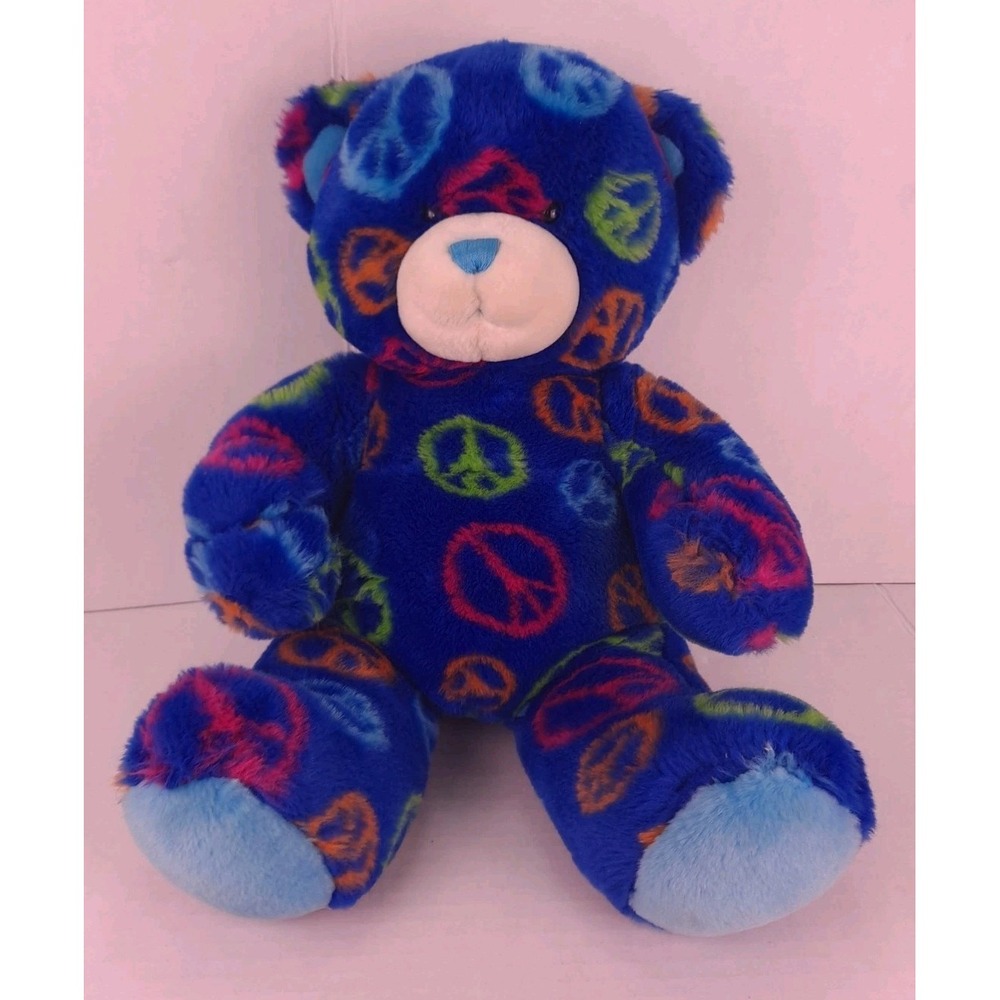 BUILD-A-BEAR PEACE SIGNS 16" Royal BLUE TEDDY PLUSH